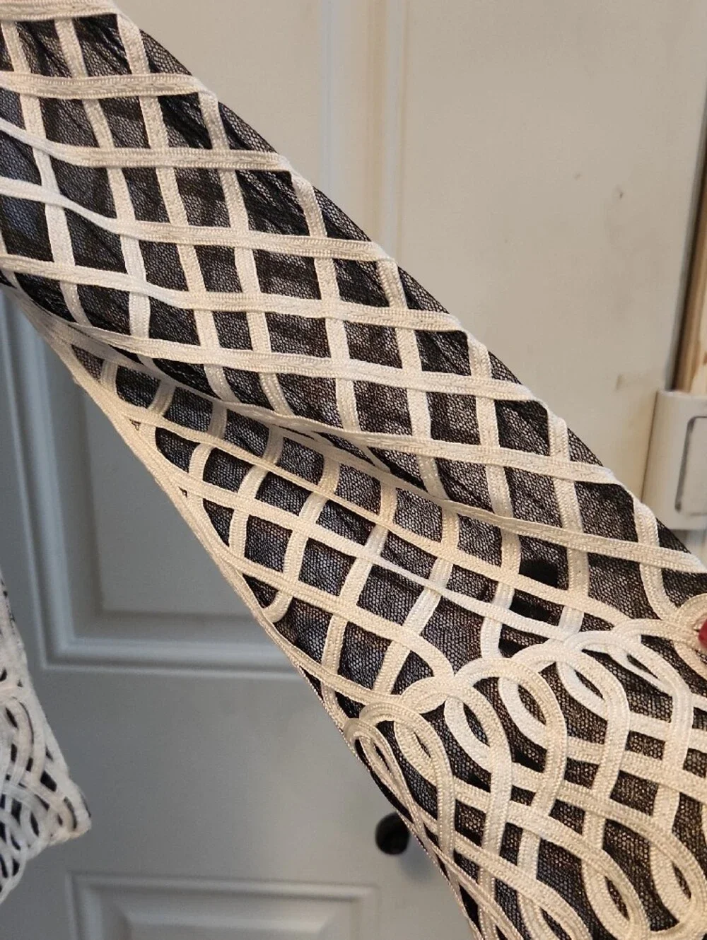 Weavz Black & White Crochet Lattice Open Blazer